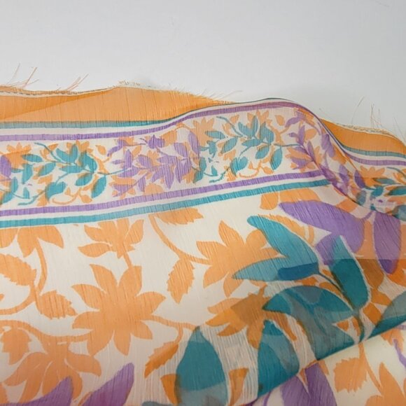 ORANGE Scarf Floral Motif Long Wide Rectangular - Picture 4 of 11